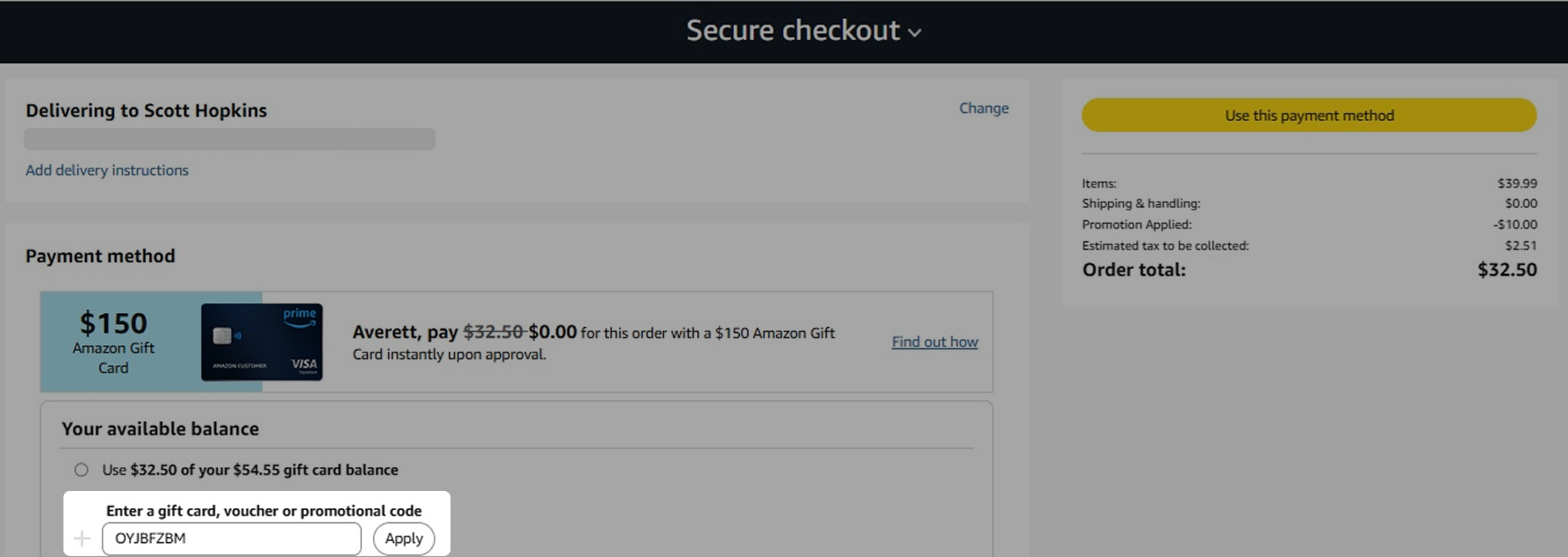Apply Promo Code