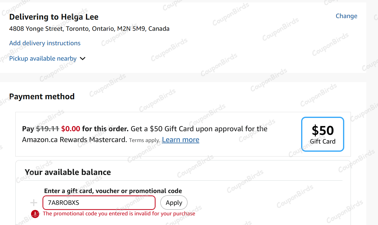 70% OFF Amazon Canada Promo Code Verification Screenshot. Uploaded by CouponBirds