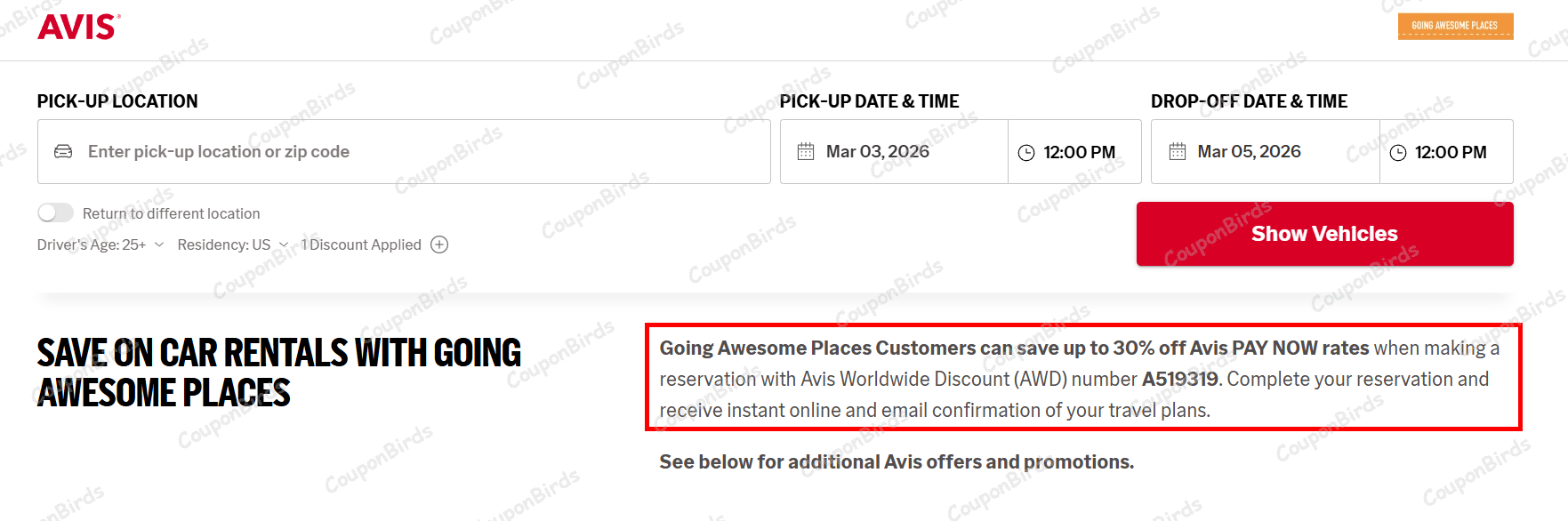 35% Off Avis Discount Codes - Aug 2026