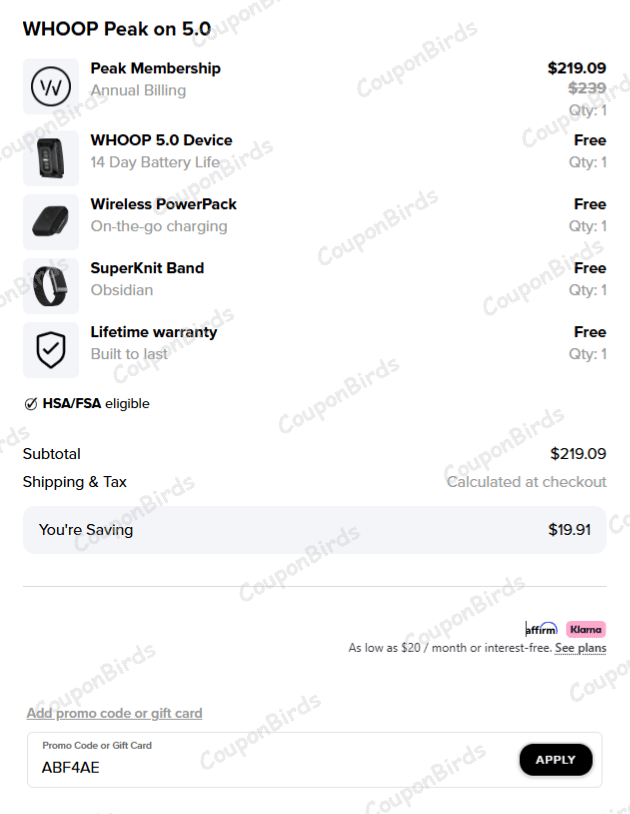 Whoop Accessory Discount Code $20 Off WHOOP Promo Codes - Verified - Aug 2026