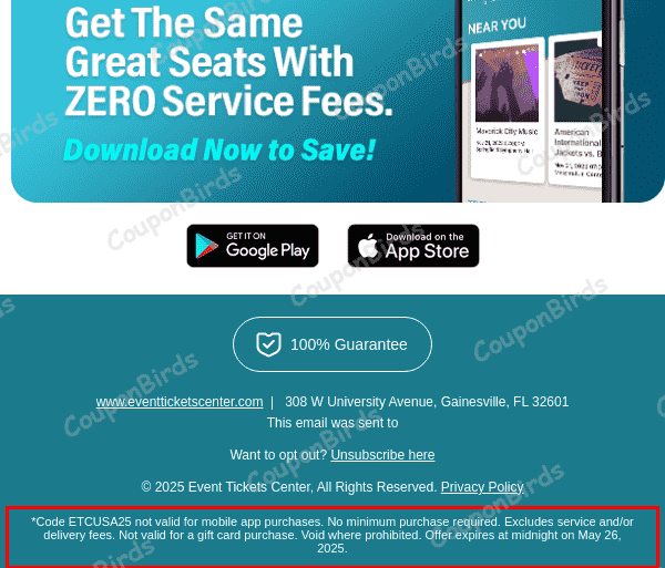 Event Tickets Center Promo Codes - Verified - Jul 2026